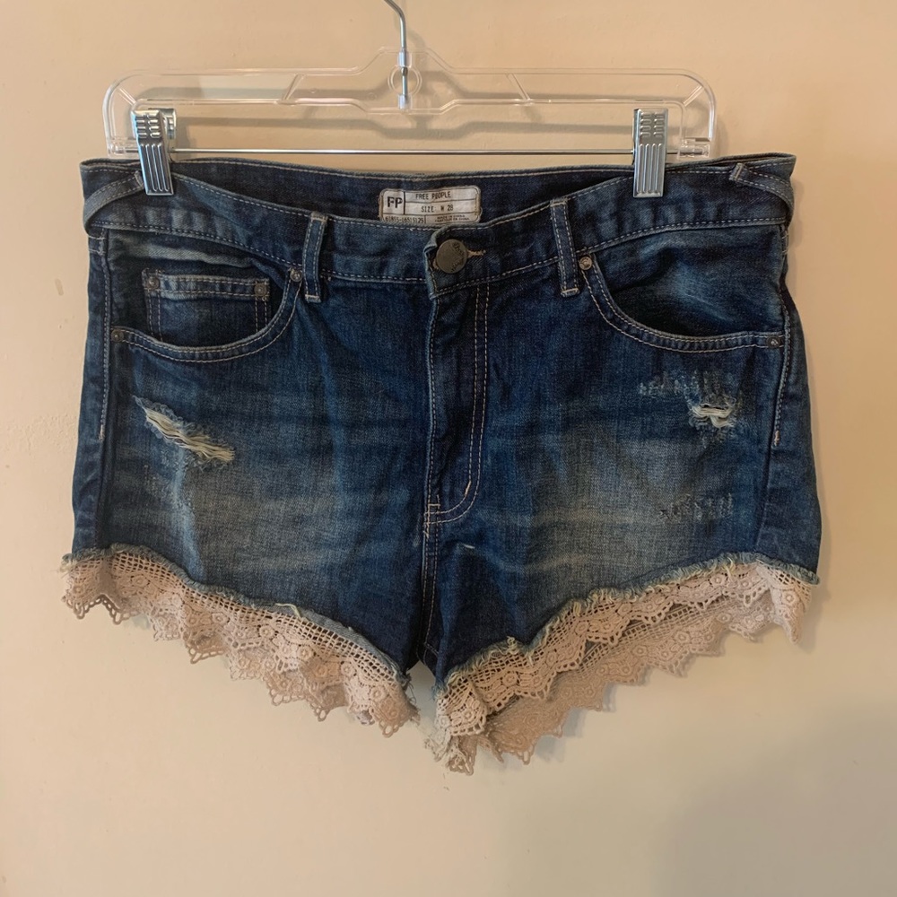 Free People Lace Jean Shorts